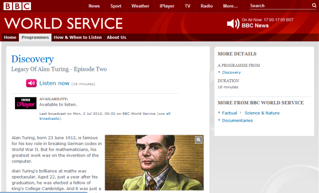 BBC's Discover on Turing
